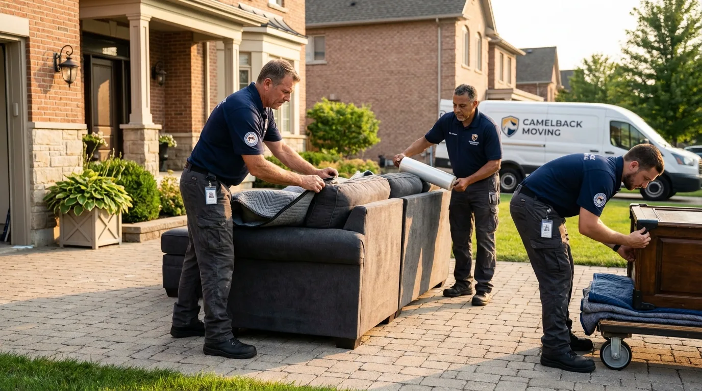 Large estate moving crew wrapping furniture in Paramount, CA